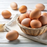 A,Beautifully,Arranged,Basket,Of,Fresh,Eggs,Placed,On,A